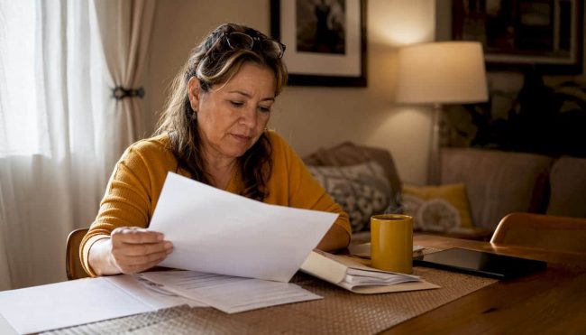 Woman reviewing Arizona divorce paperwork