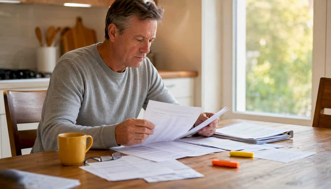 Hands sorting property division documents