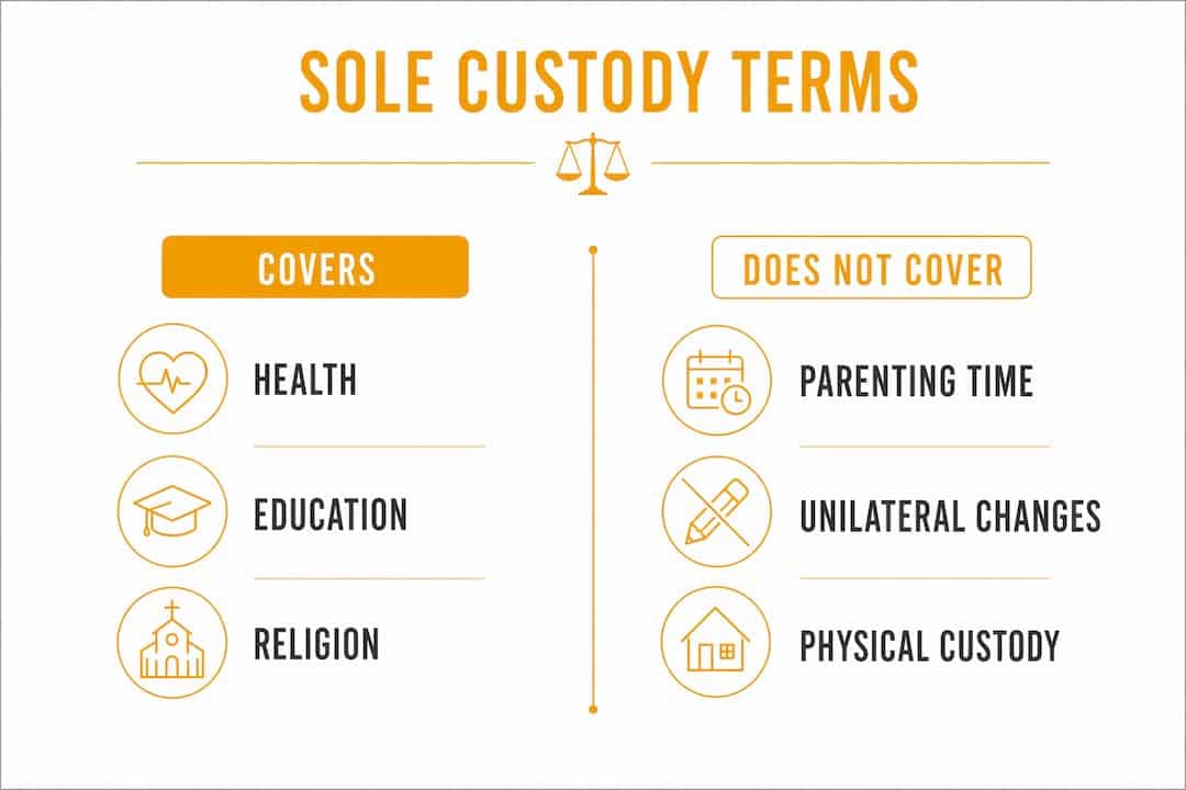 Infographic showing Arizona sole custody terms comparison