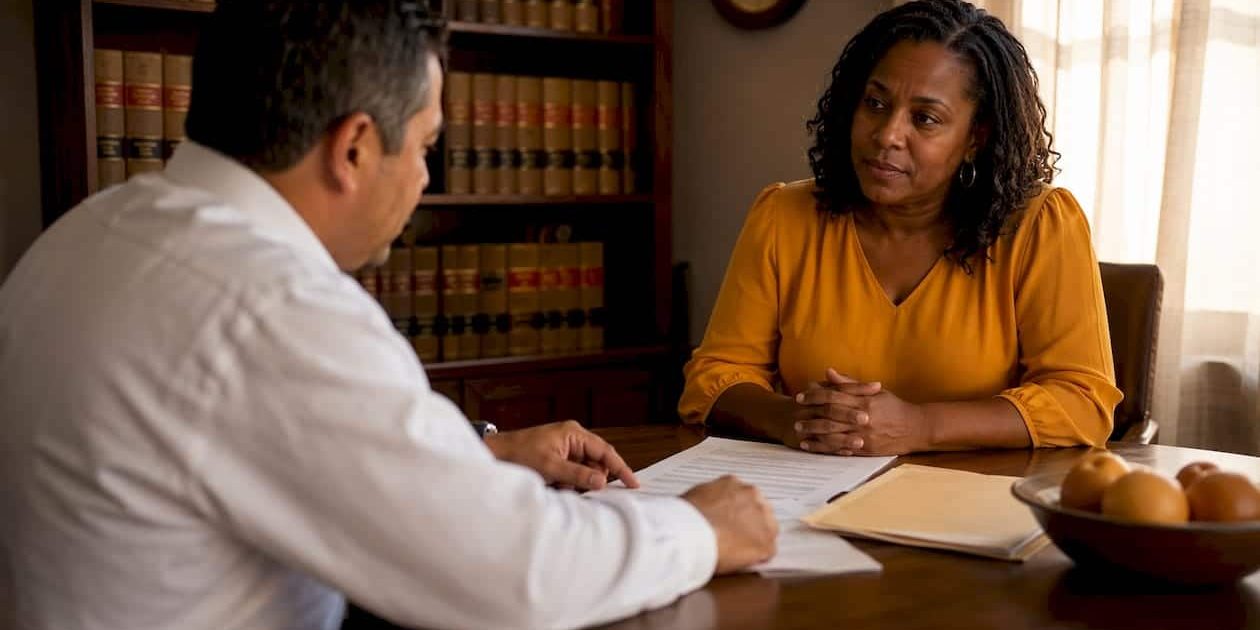 Client and lawyer reviewing QDRO documents