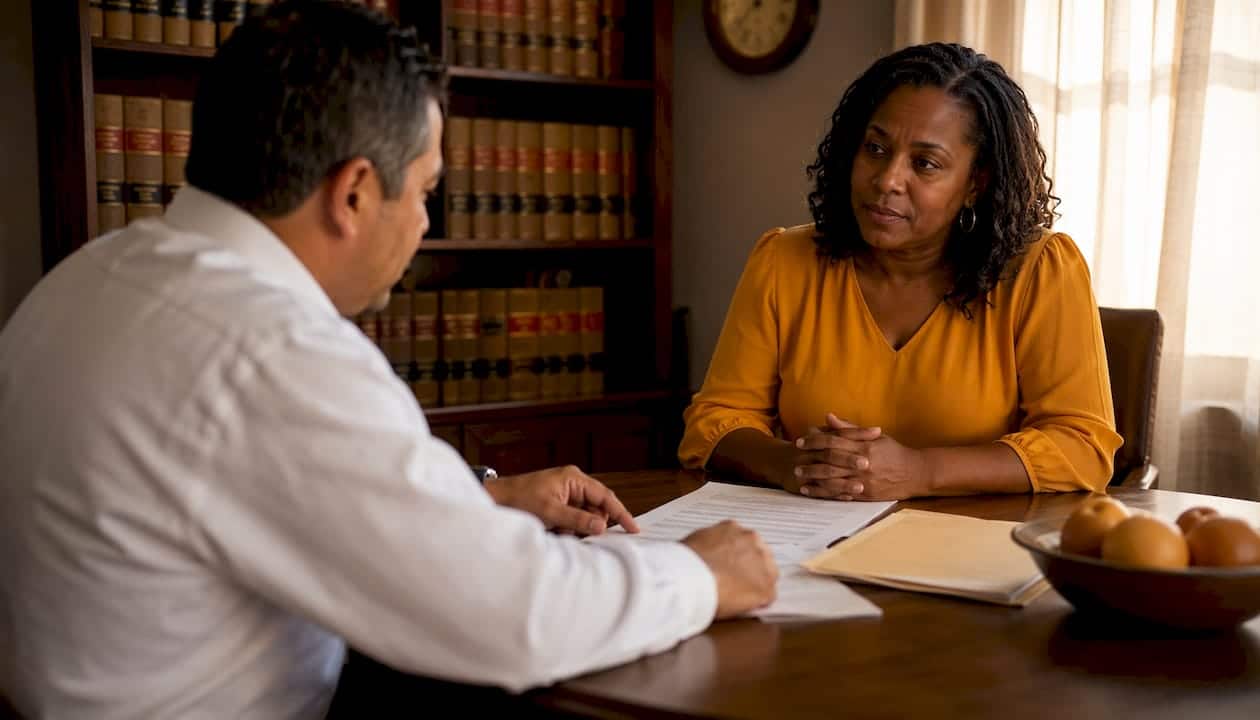 Client and lawyer reviewing QDRO documents
