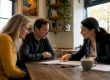 Couple and mediator discussing divorce options