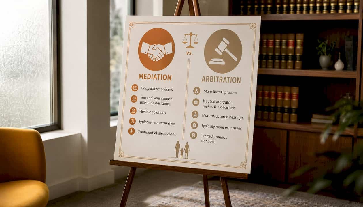 Infographic comparing mediation and arbitration