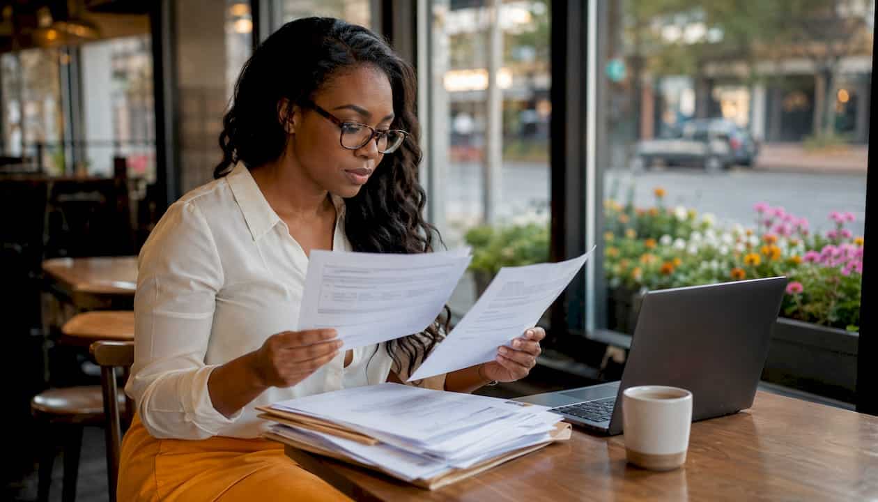 Paralegal organizing family law documents