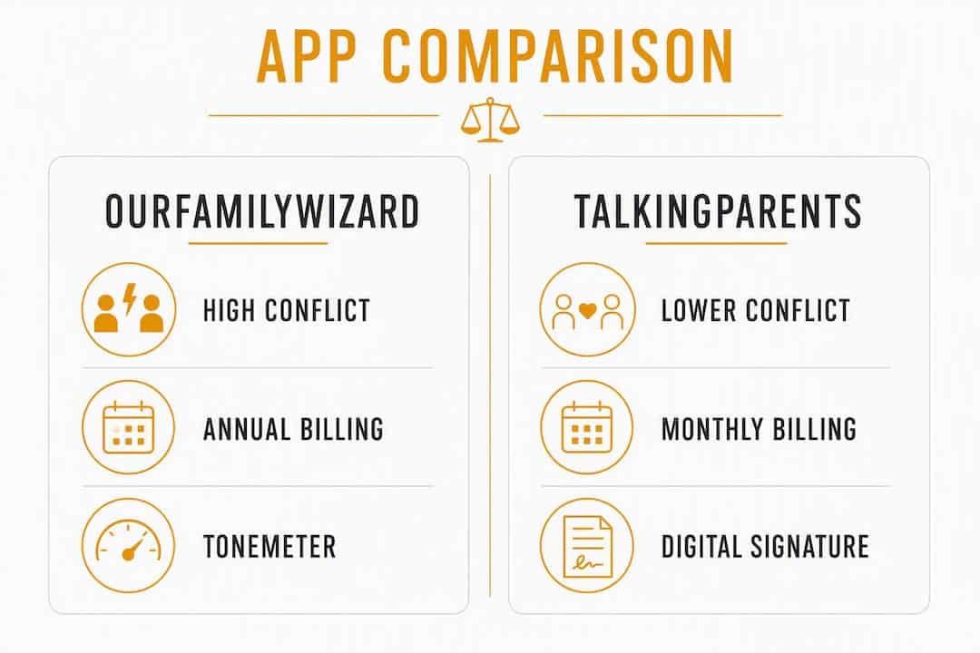 Infographic comparing co-parenting apps features