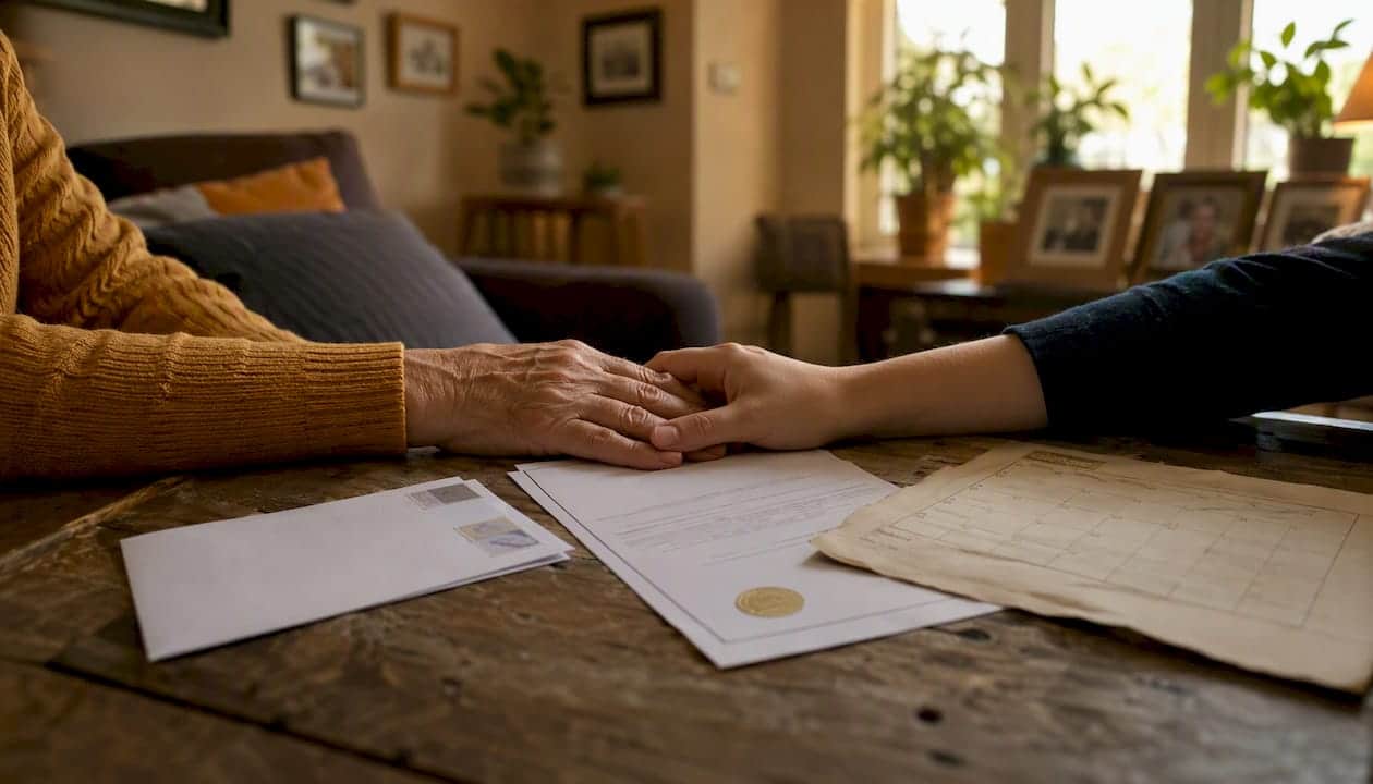 Hands with guardianship documents and calendar