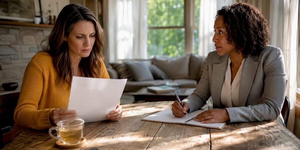 Mother consulting attorney about emergency custody