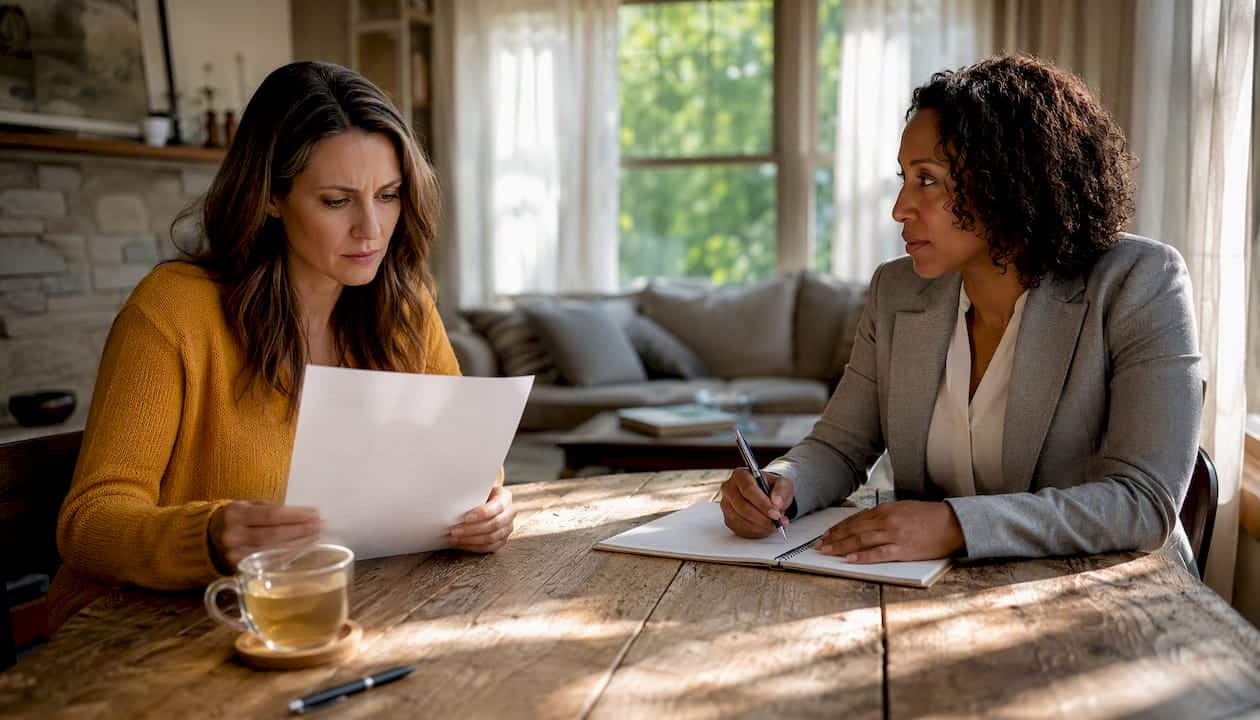 Mother consulting attorney about emergency custody