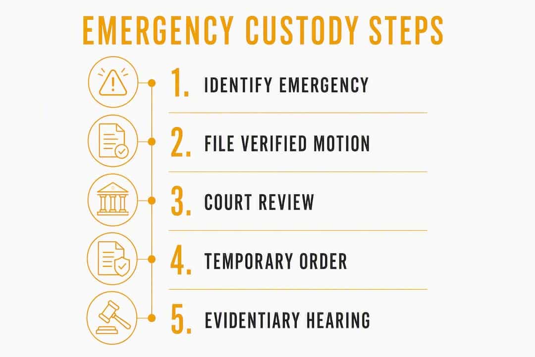 Infographic outlining emergency custody process steps