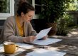 Military spouse reviewing divorce legal documents