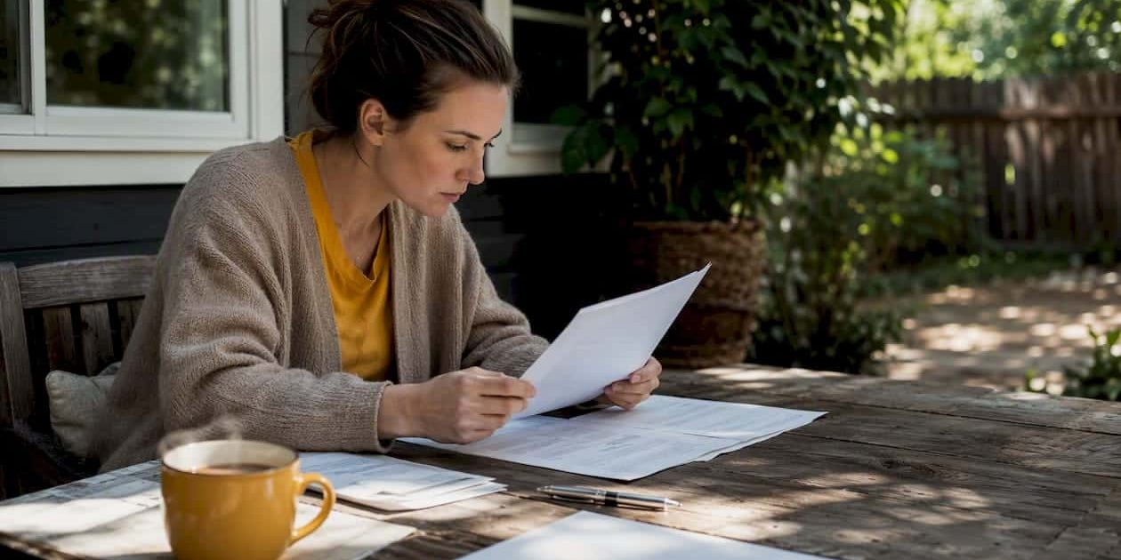 Military spouse reviewing divorce legal documents