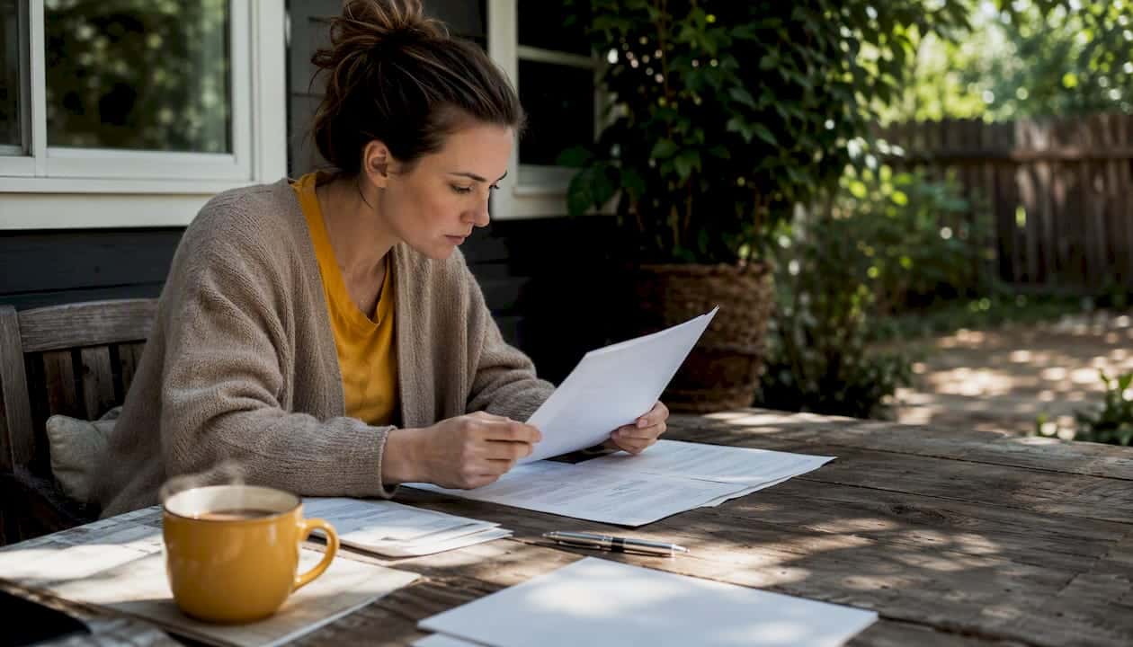 Military spouse reviewing divorce legal documents