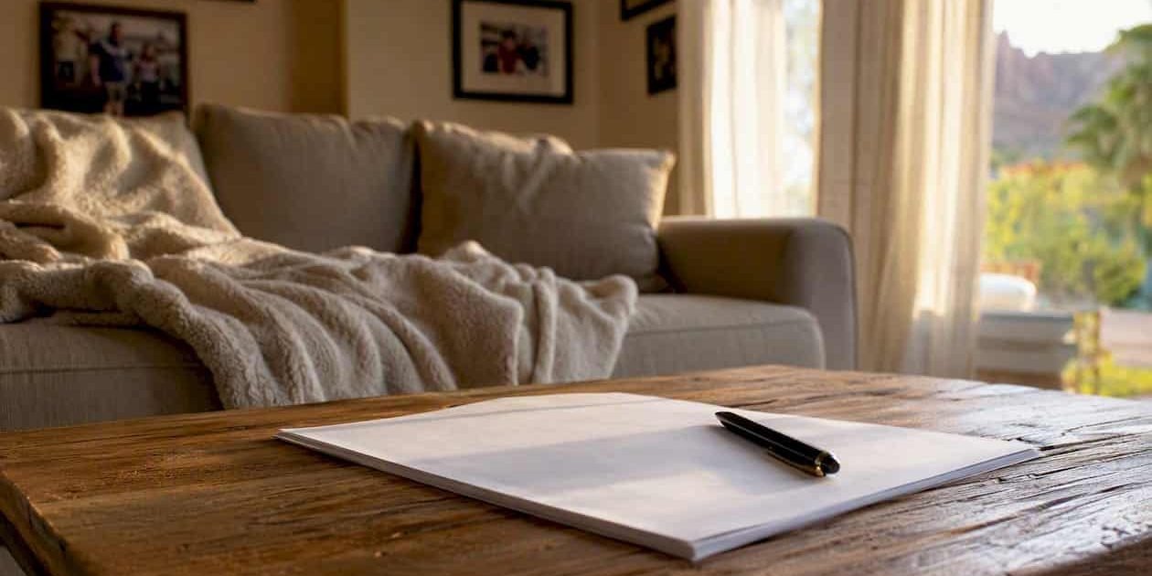 Arizona parenting plan form and pen on desk