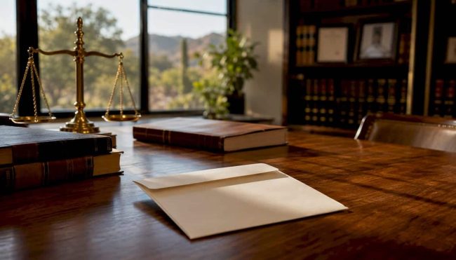 Legal divorce papers on table