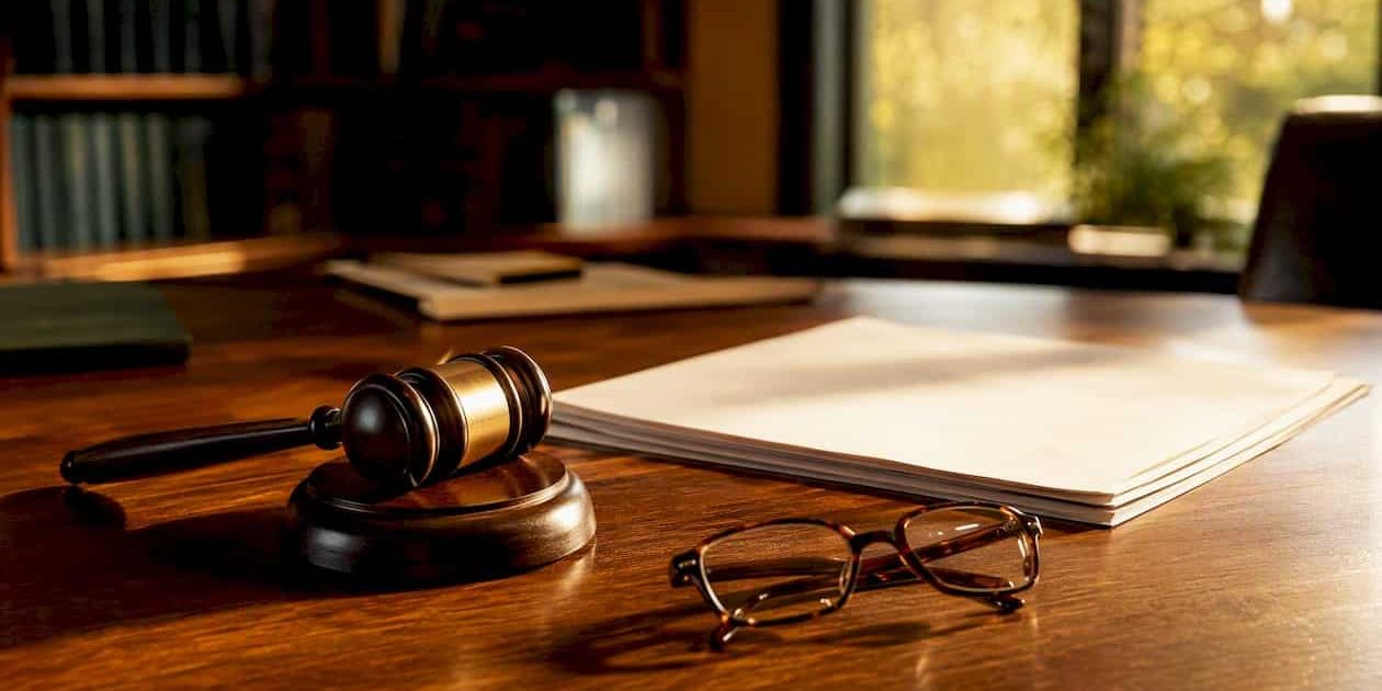 Judge's gavel with court documents