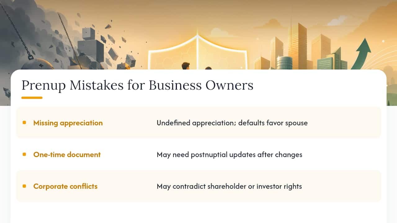 What most business owners get wrong about prenups — overview diagram