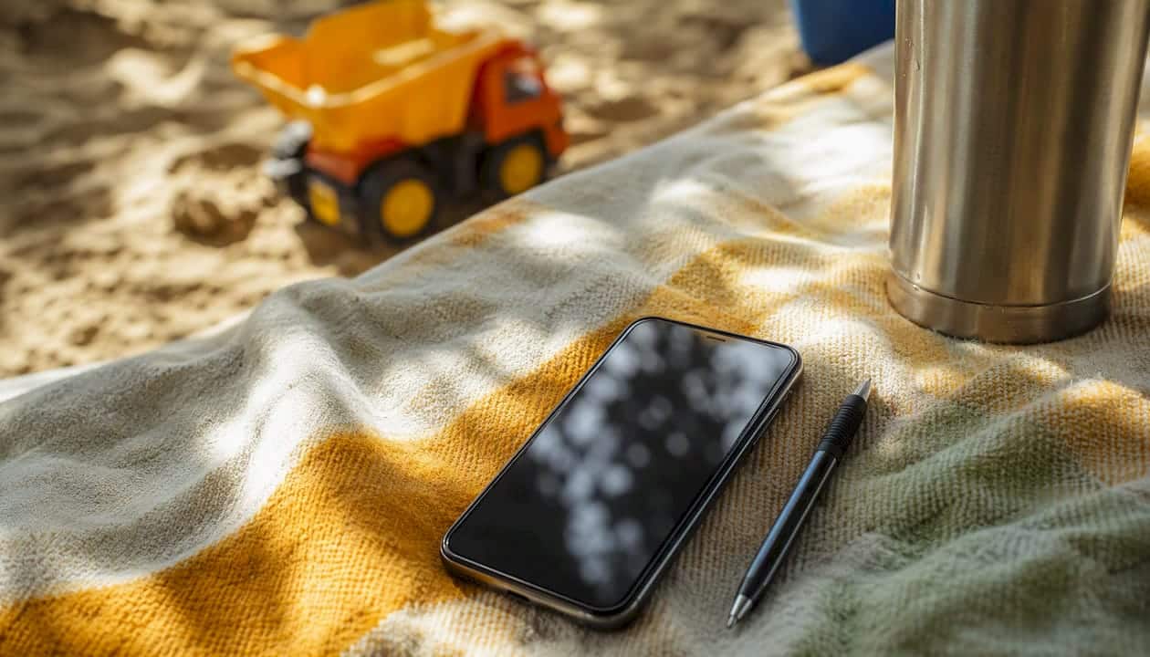 Smartphone with notes app for logging parenting time