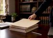Legal folder on family law desk