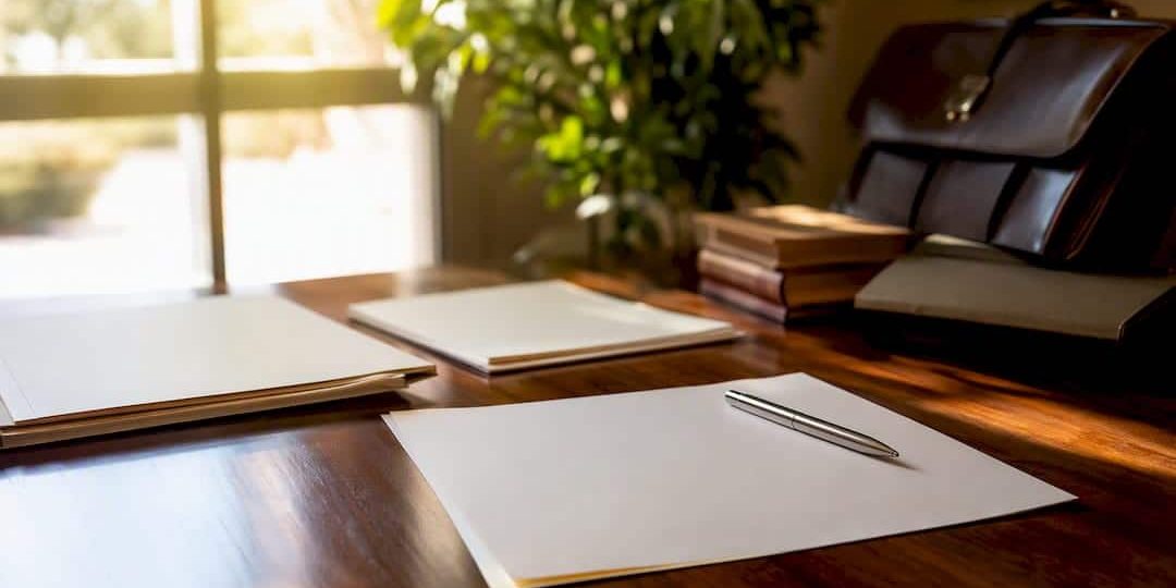 Legal documents and pen on table