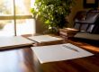 Legal documents and pen on table