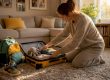Parent packing a child's suitcase