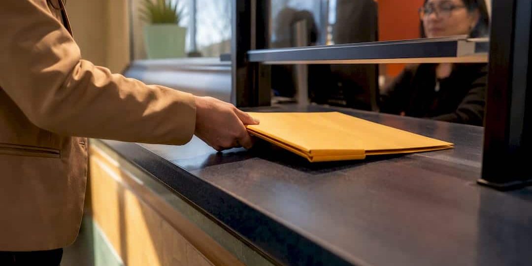 Court filing folder at Arizona courthouse counter