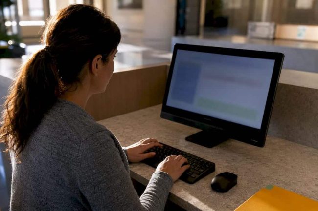 Petitioner using courthouse AZPOINT filing computer