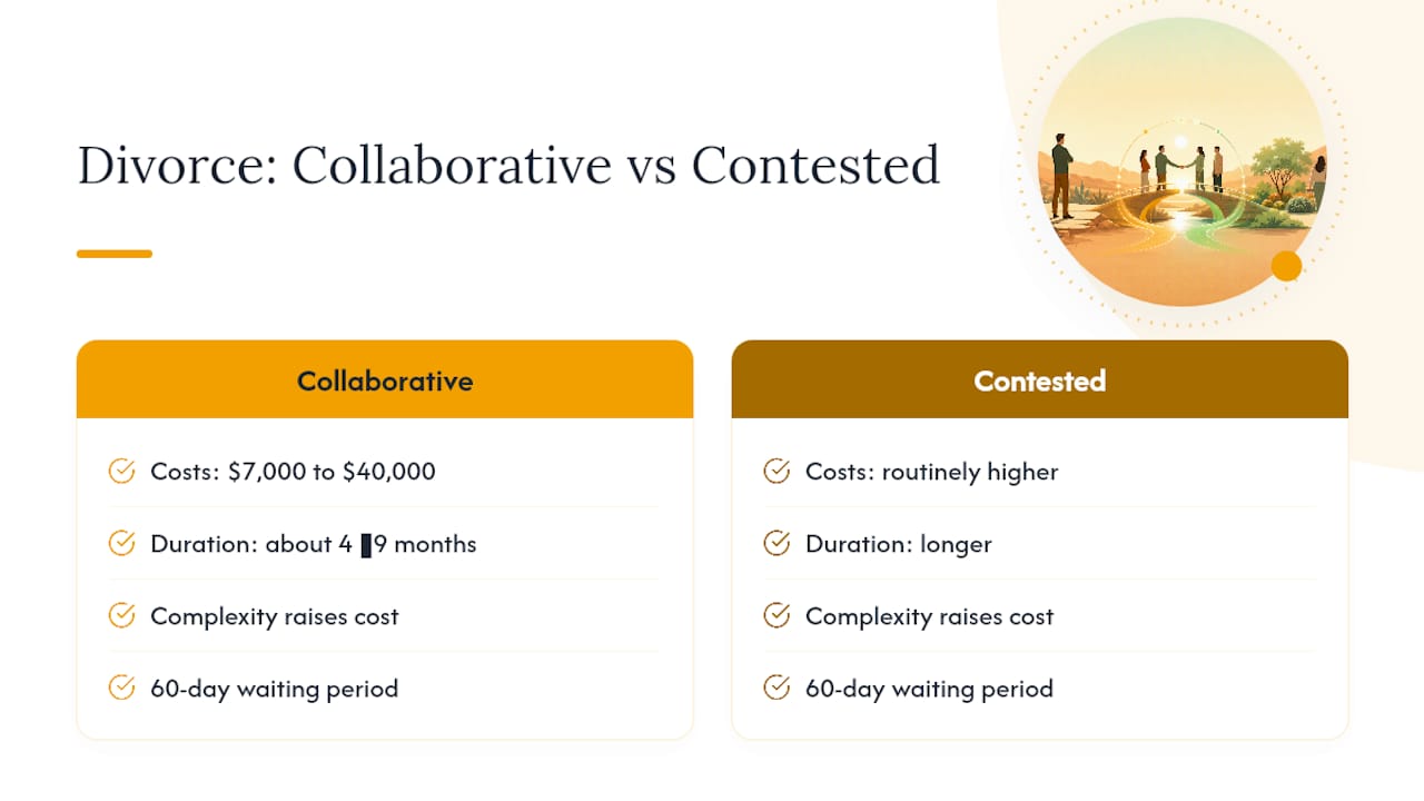 What Does Collaborative Divorce Cost in Arizona, and How Long Does It Take? — overview diagram