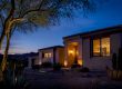 Arizona home at twilight with desert landscaping