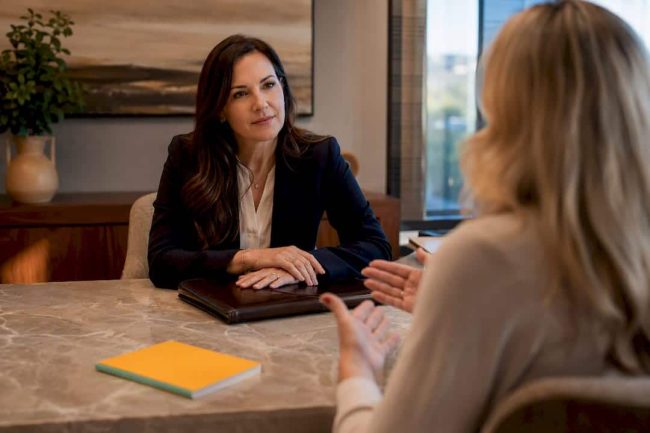 Attorney listening during a divorce consultation