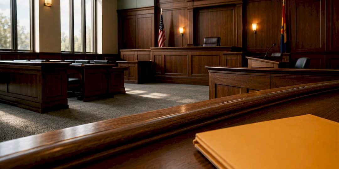 Empty Arizona family courtroom prepared for hearing