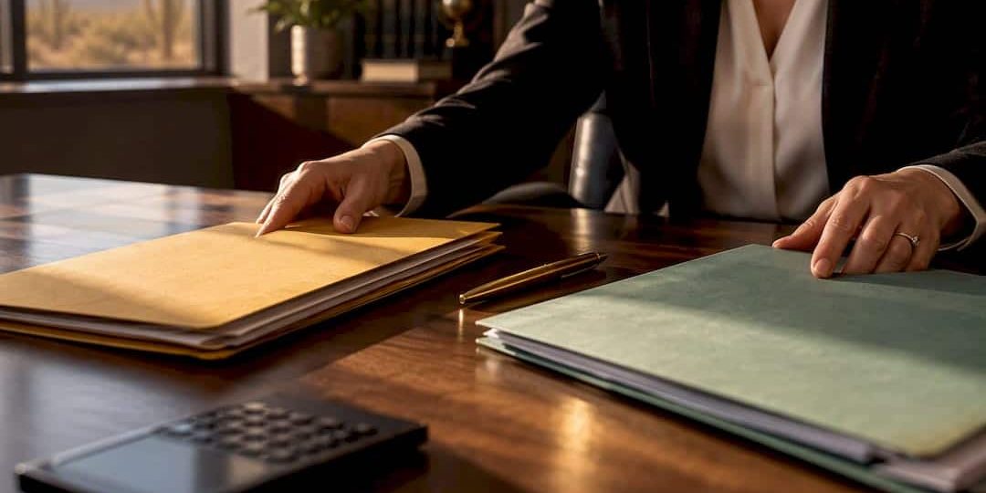 1790165013077_Attorney-organizing-retirement-account-transfer-materials Attorney organizing retirement account transfer materials