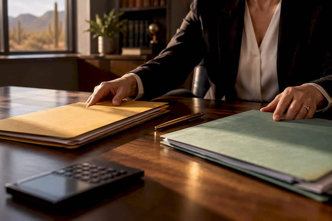 Attorney organizing retirement account transfer materials