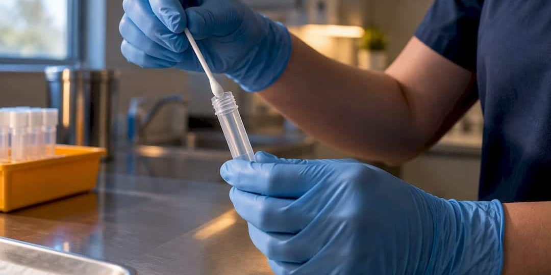 DNA swab prepared for paternity testing