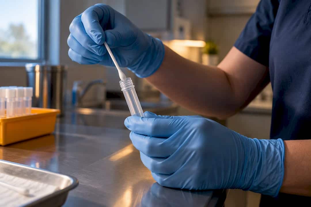 DNA swab prepared for paternity testing