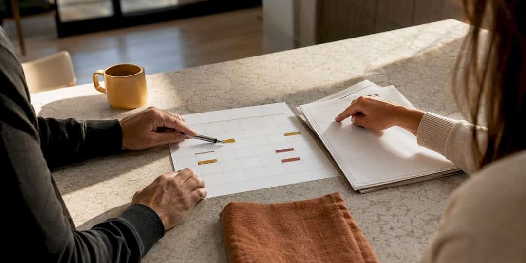 Parents reviewing a holiday parenting schedule