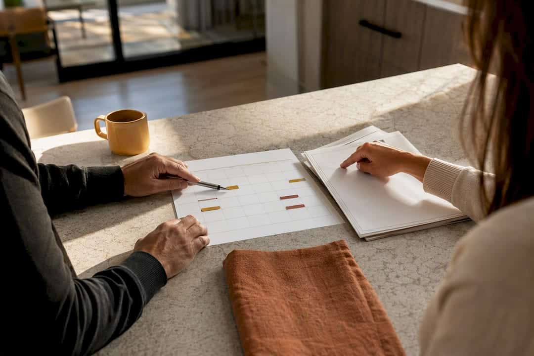 Parents reviewing a holiday parenting schedule