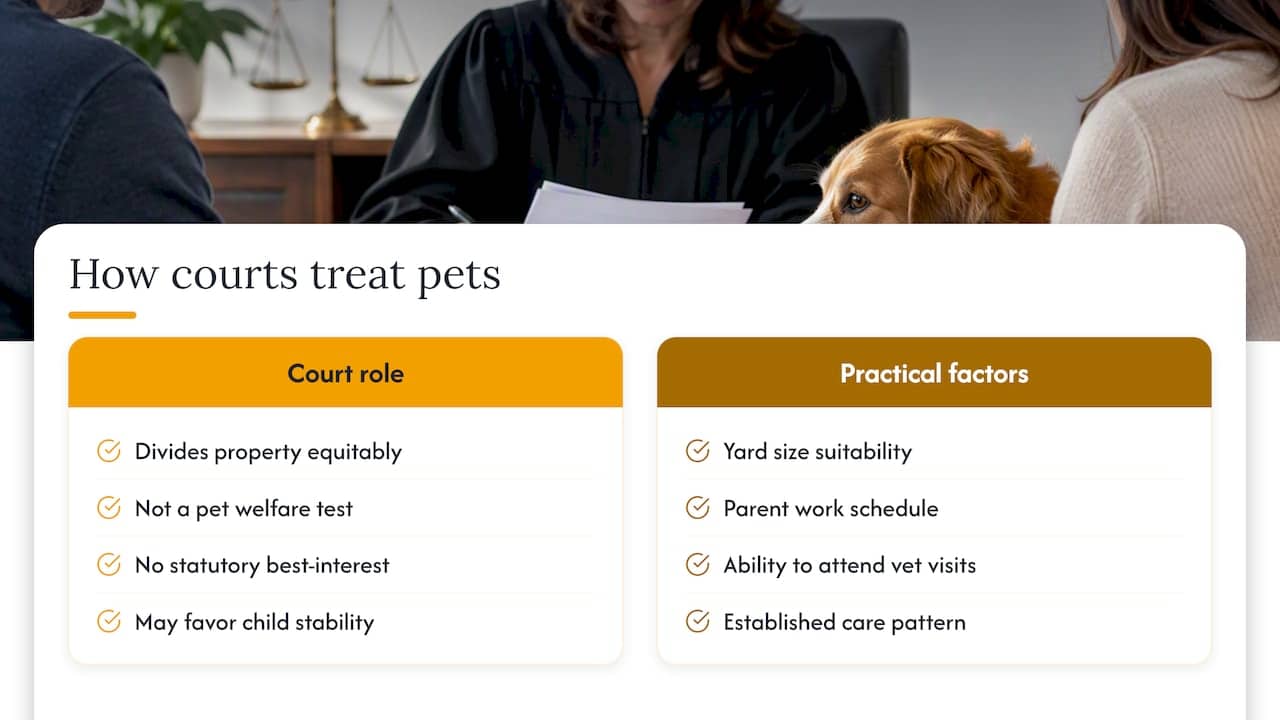 Consideration of the pet's best interest and welfare in court decisions — overview diagram