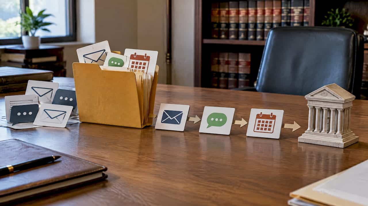 Organized communication timeline for custody evidence