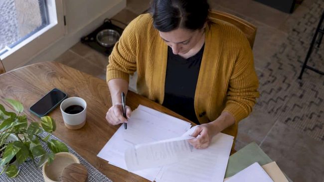 Parent reviewing a child support worksheet