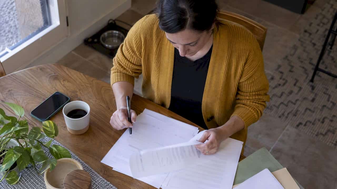 Parent reviewing a child support worksheet