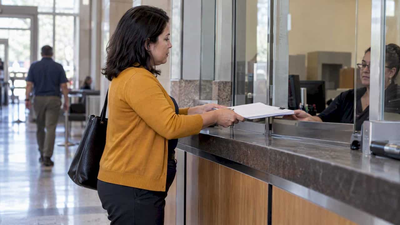 Parent submitting a court filing packet