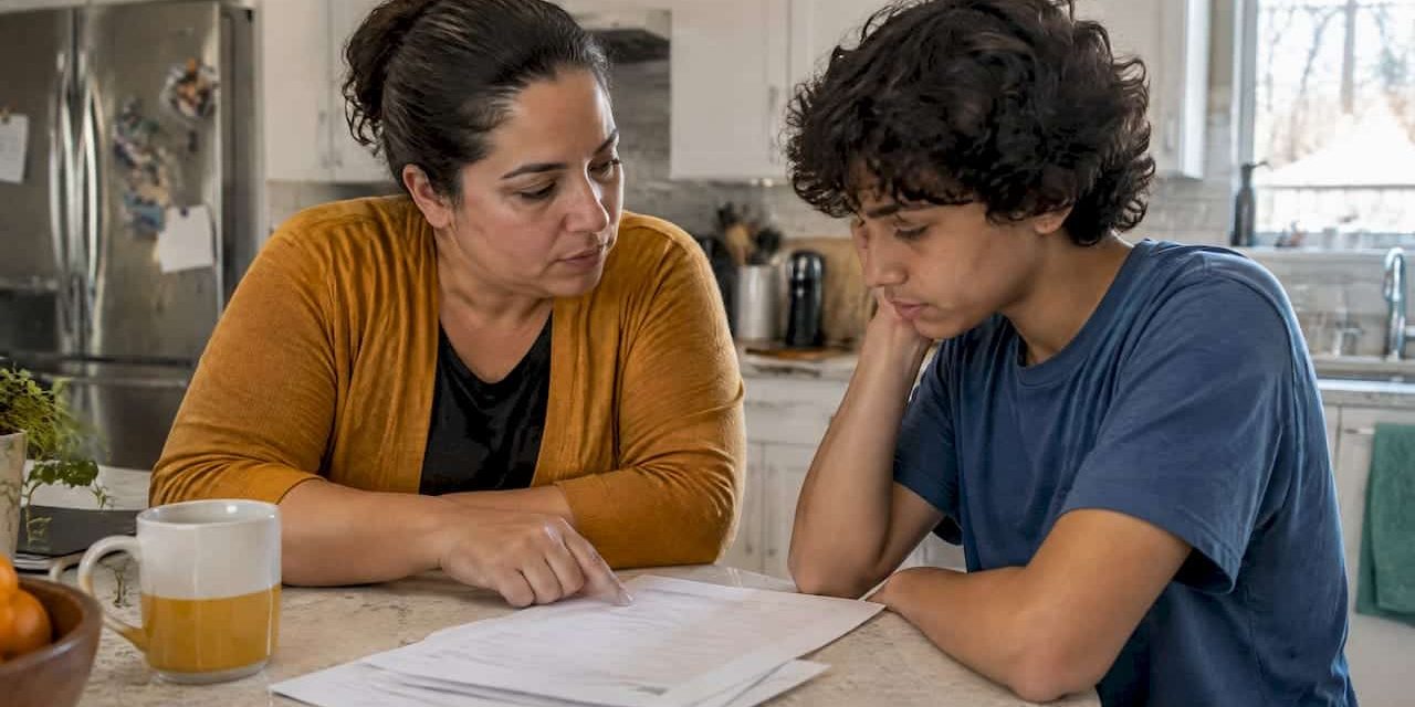 Parent and teen discussing a child name change