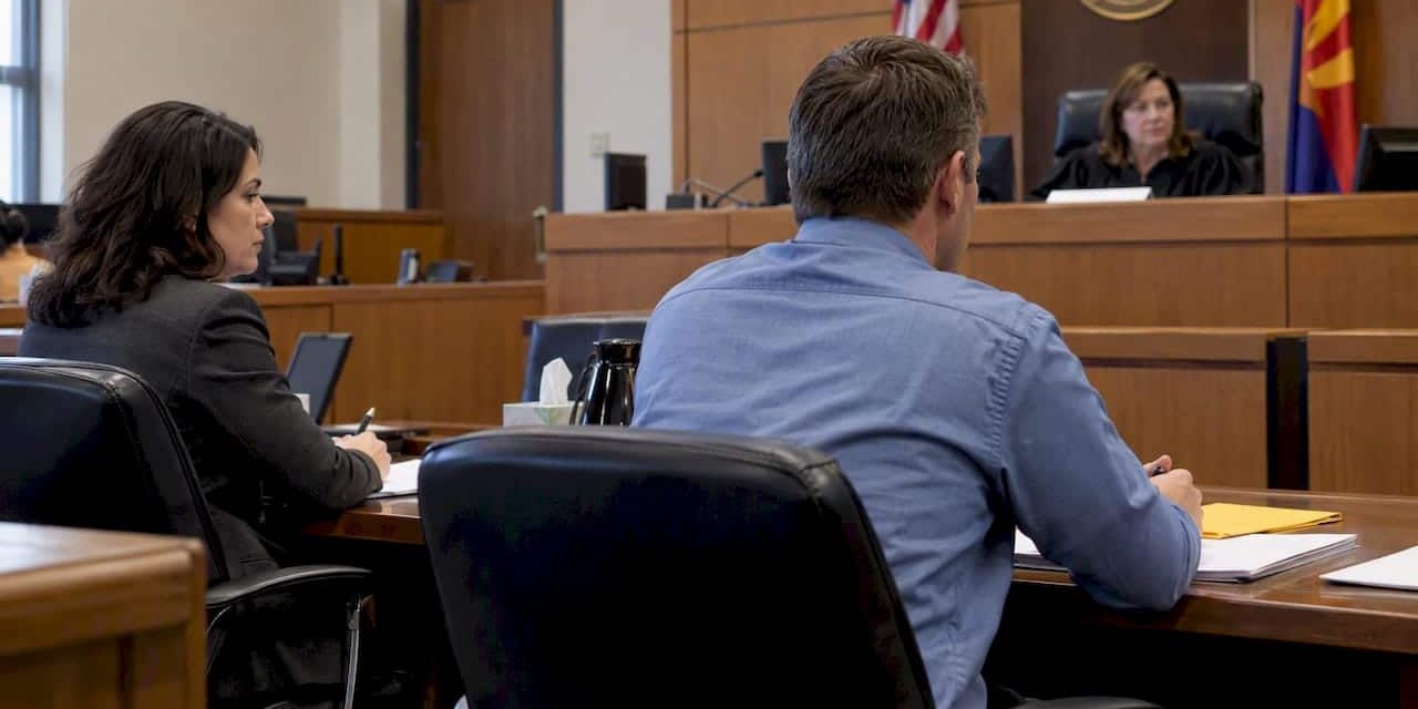 Parents attend a contested divorce court hearing