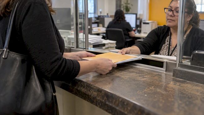 Property notice submitted at recorder counter